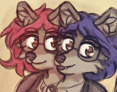 Rose & Riley A picture of Rose and Riley, gray wolves.